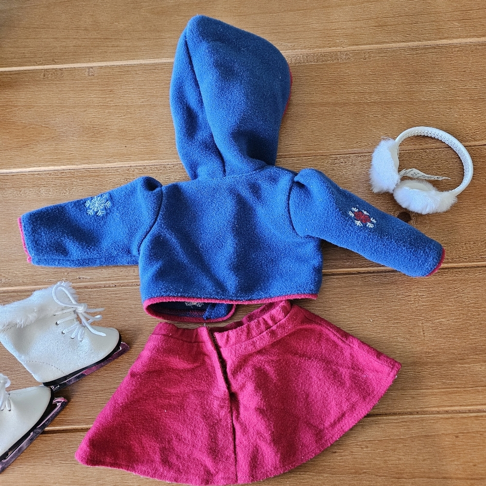 American Girl Doll Molly's Ice Skating Outfit Skates Earmuffs - Picture 3 of 10